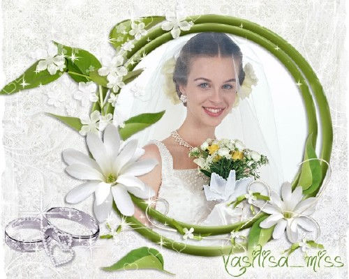 Красивая свадебная рамочка для фотошопа "Великолепие цветов"