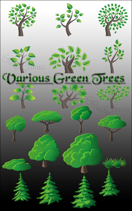 Векторный клипарт  "Зеленые деревья / Various Green Trees"