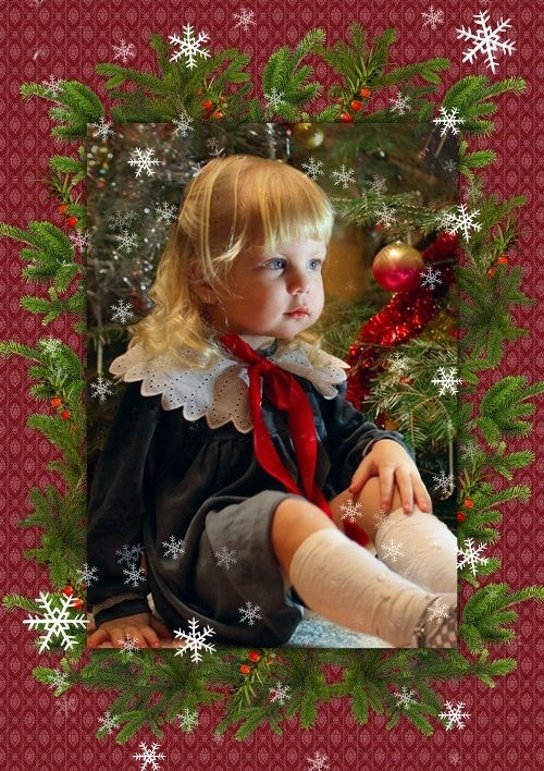 Новогодняя рамочка для фотошоп "В ожидании подарков"