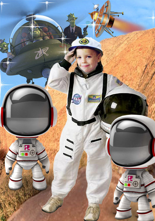 Детский шаблон для фотошопа "На новой планете"