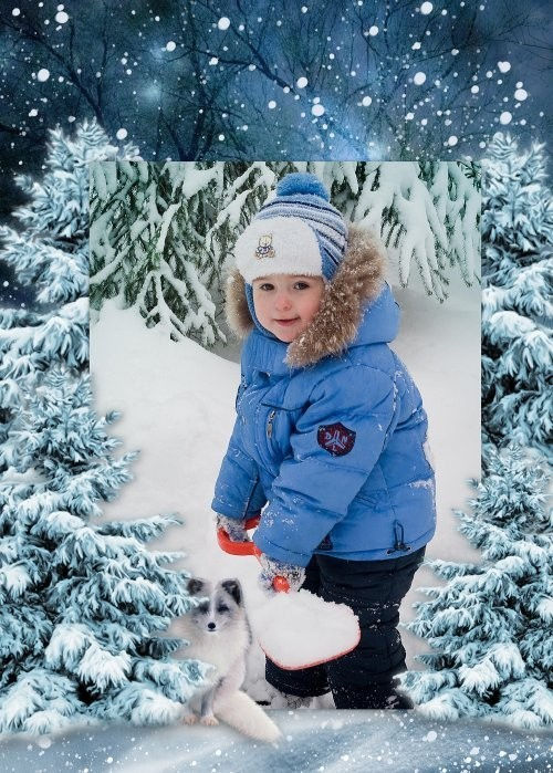 Детская рамка для фотошоп "Зимняя прогулка"