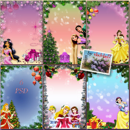 Коллекция праздничных рамок "Принцессы Диснея и волшебство Нового года"