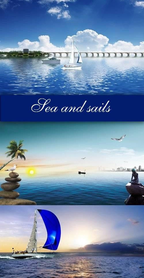 Многослойные фоны "Море и паруса"