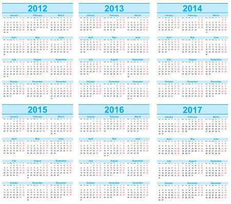Векторные календари на 2013 - 2018 года / Vector Calendars 2012 - 2018 (pack 5)