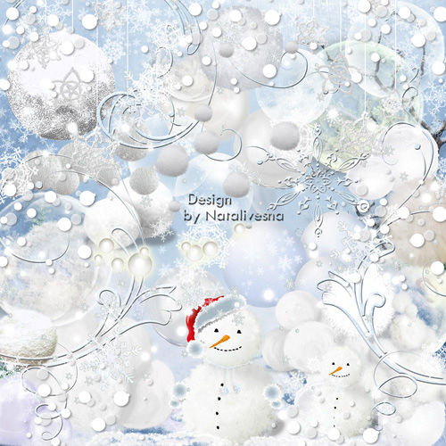 Сборка зимнего клипарта "Снежные шарики и снежки"