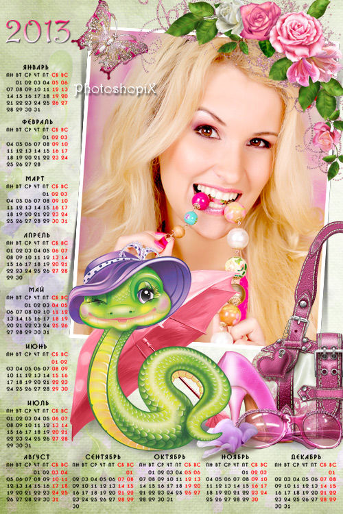 Календарь-рамка на 2013 год "Гламурная змейка"