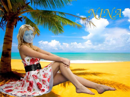 Шаблон для фотошопа "Девушка на пляже"