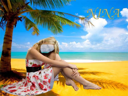 Шаблон для фотошопа "Девушка на пляже"