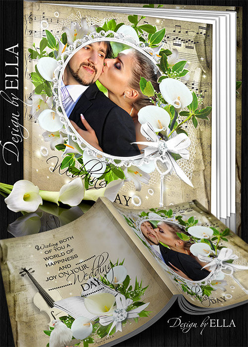 Шаблон свадебной фотокниги "Белые каллы и лилии"