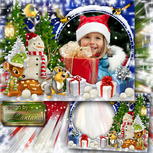 Детская рамочка "На лесной опушке праздник Новый год"