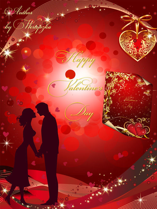 PSD Исходники - День Святого Валентина, влюбленная пара, любовь, романтика 