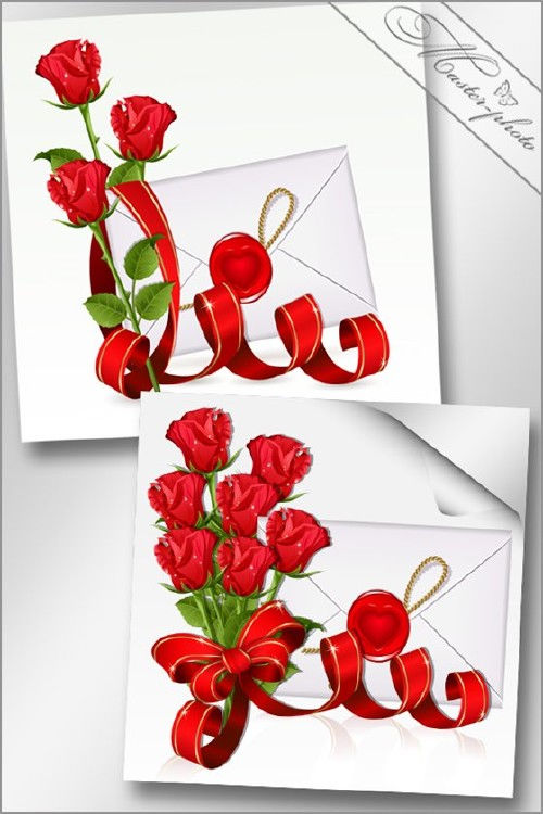 PSD-исходники для фотошопа "Письмо с розой"