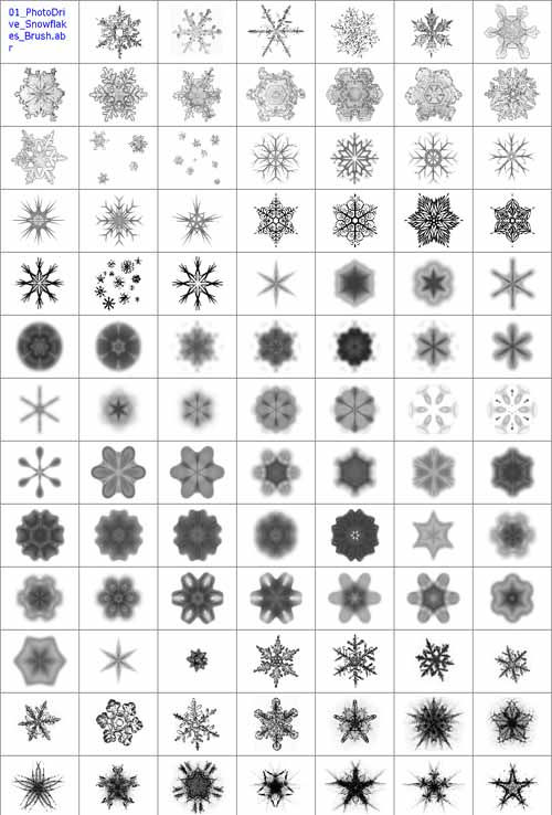 Кисти зимние для Фотошоп "Снежинки"
