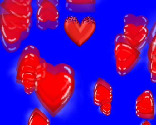 Футаж на синем фоне  "Летающие сердца"