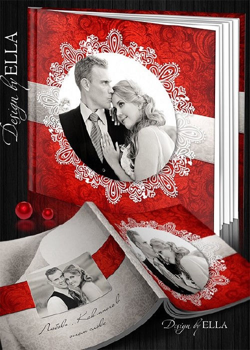Винтажная романтическая фотокнига в классическом стиле и поздравительная карточка с Днем Св.Валентина