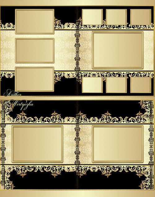 Универсальная фотокнига с золотыми винтажными орнаментами