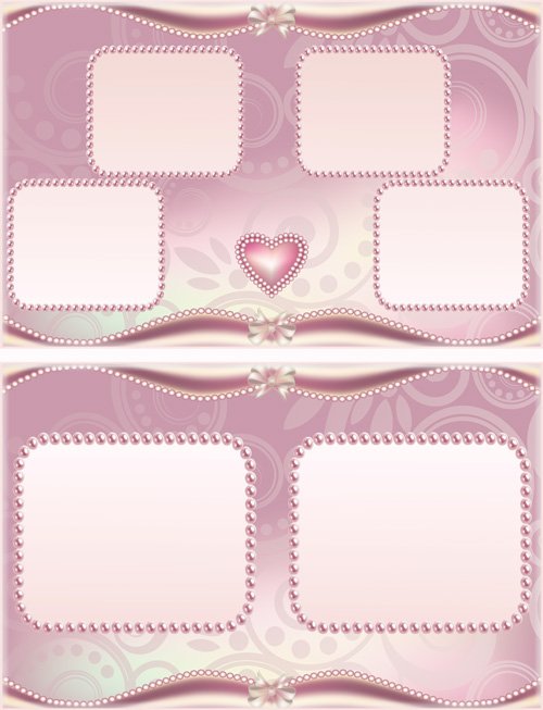 Романтичная фотокнига в нежных розовых тонах с сердечками и жемчугом