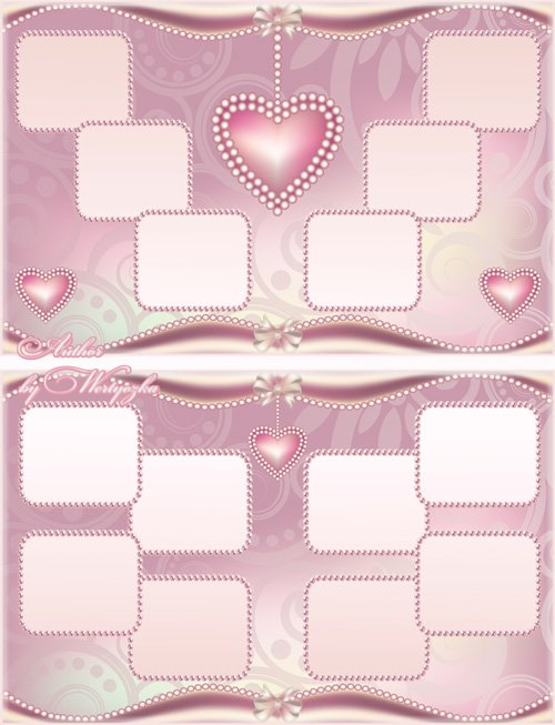 Романтичная фотокнига в нежных розовых тонах с сердечками и жемчугом