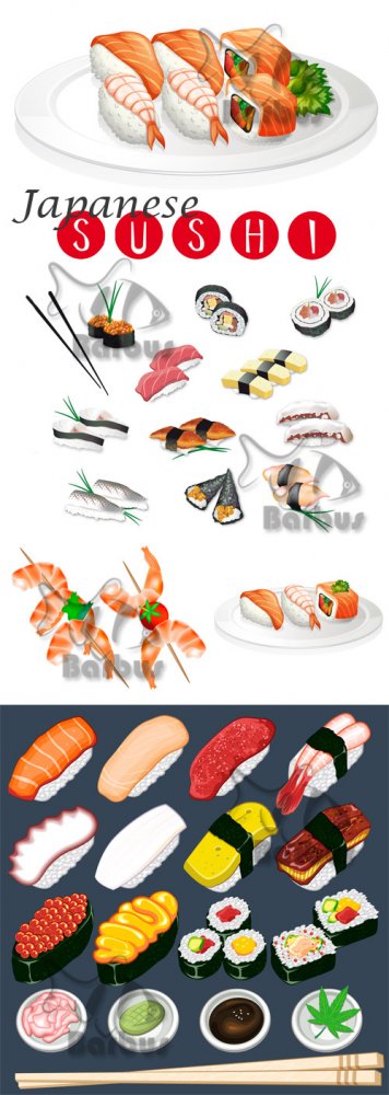 Japanese Sushi / Японское суши - vector stock