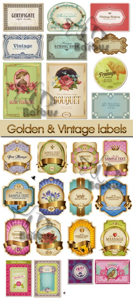 Golden and  Vintage labels / Золотые и винтажные этикетки - vector stock