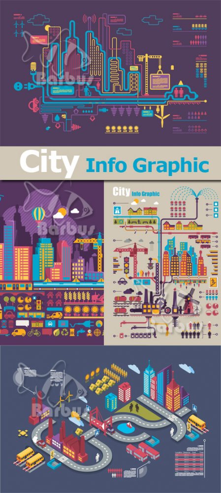 City info graphic / Инфо графика на тему город
