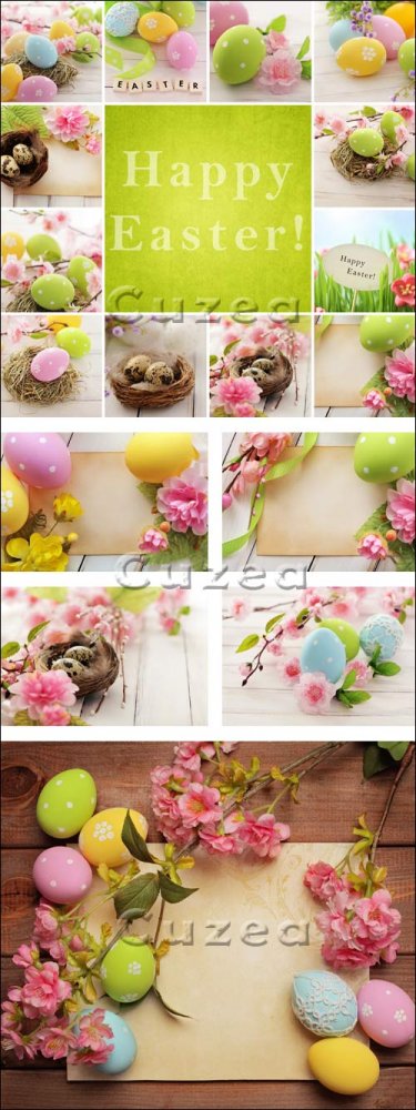 Пасхальная атрибутика на деревянном фоне/ Easter still life on a wooden background - Stock photo