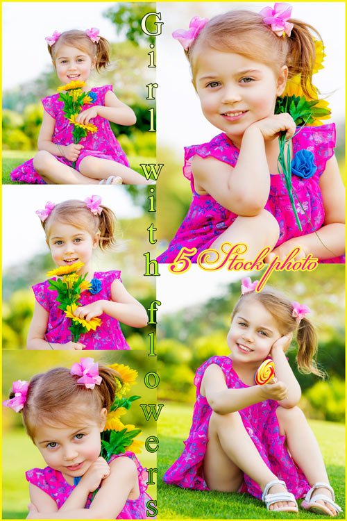 Сток фото - Маленькая девочка с цветами  