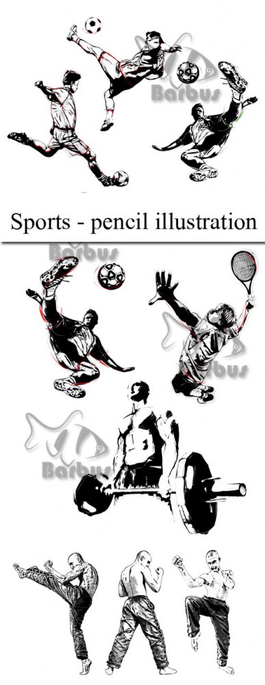 Sports - pencil illustration / Спортсмены - карандашные скетчи