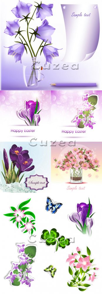 Весенние цветы к пасхе/ Spring flowers for Easter in vector