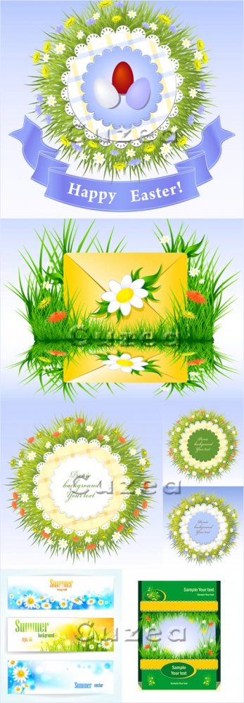 Весенние и летние баннеры в векторе/ Easter spring and summer banners in vector