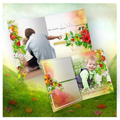 Яркая и солнечная детская фотокнига "Аромат цветов напомнит детство"