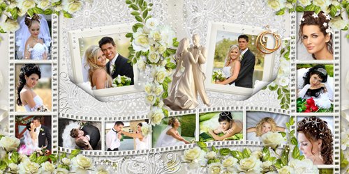 Свадебная фотокнига "Молодоженов поздравляем, любви и счастья им желаем"