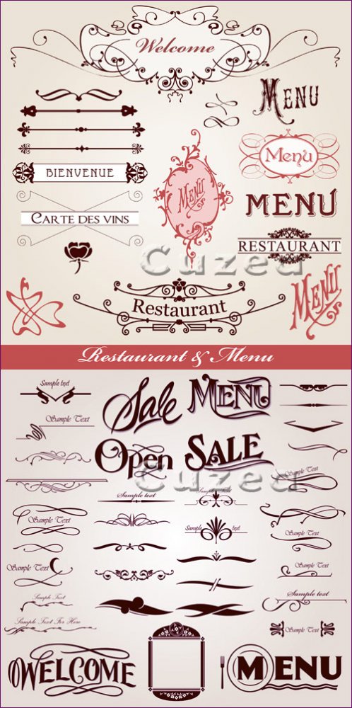 Меню и элементы каллиграфии в векторе/ Restaurant Menu calligrafic in vector