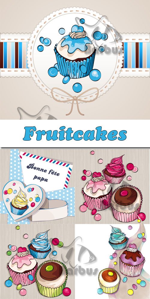Fruitcakes / Пироженные и кексы - Vector stok