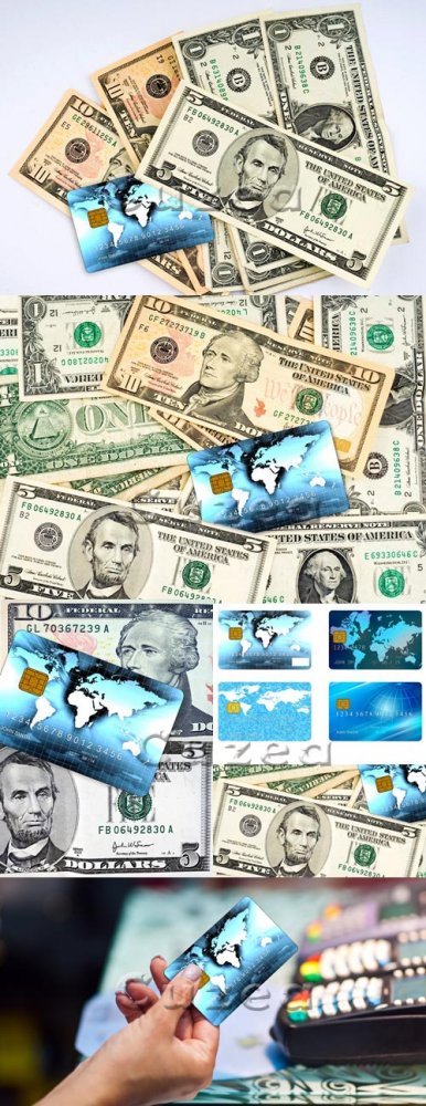 Доллары и кредитные карточки/ USA dollars with credit card - stock photo