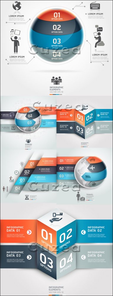 Дизайнерские элементы в инфографике, часть 28/ Infographics design template with numeration, part 28