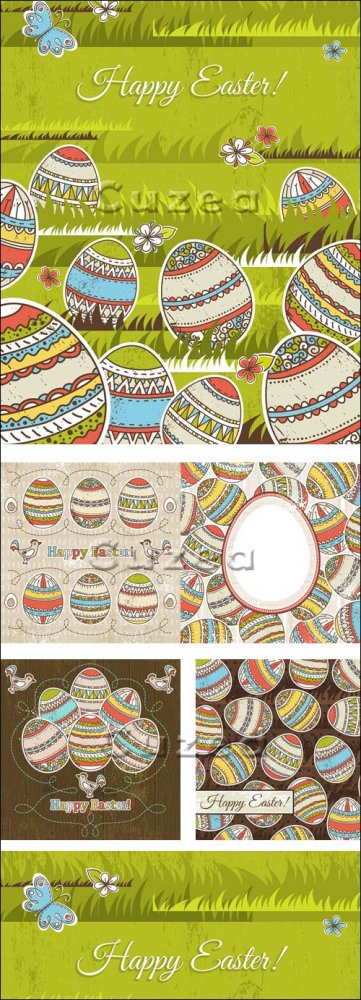 Пасхальные винтажные декорации в векторе/ Easter vitage decorations in vector