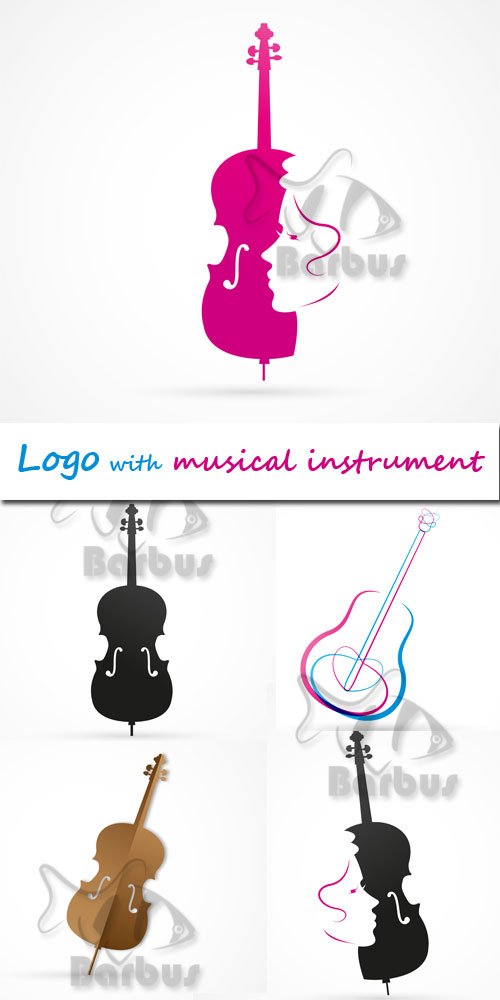 Logo with a musical instrument / Логотипы с музыкальными инструментами - Vector stock