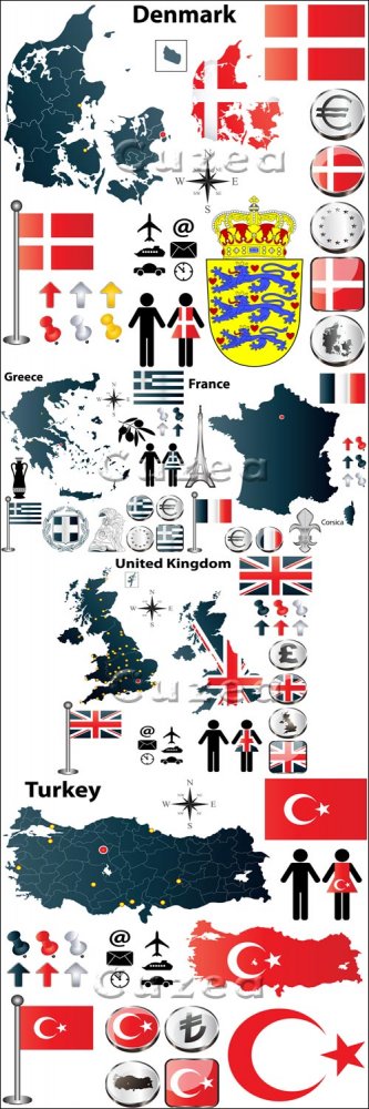 Флаги и символика разных стран, часть 2/ Flags and symbols of the different countries, part 2 - vector stock