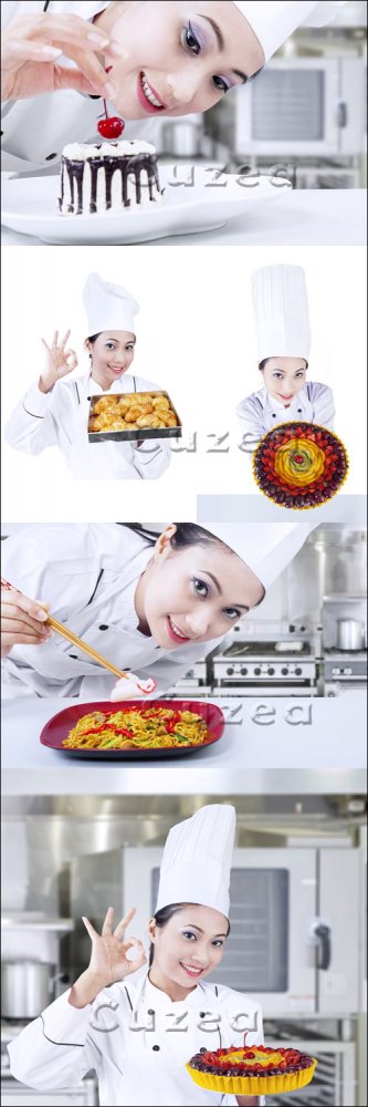 Азиатский шеф-повар с десертами/ Asian chef prepare eat - Stock photo