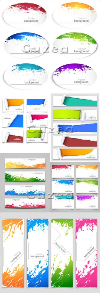Баннеры  с цветными брызгами/ Color splash banners in vector