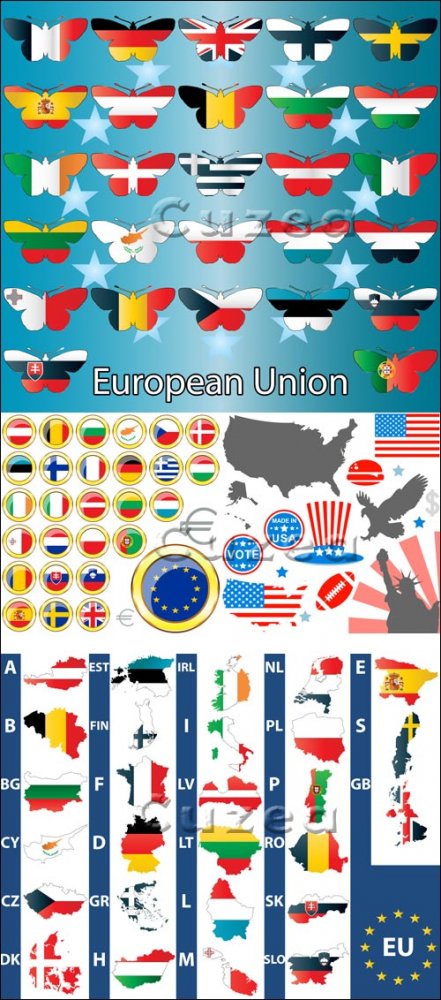 Символы европейских стран и США/ Simbols of different countrys - vector stock