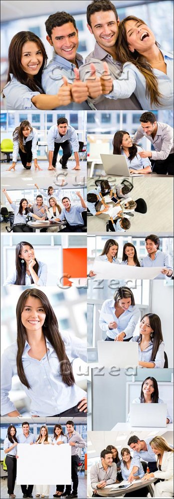 Сплоченная команда для бизнеса/ Business man and woman in the office - Stock photo