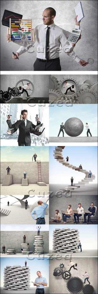 Бизнесмен и решение проблем/ Business man and problems - Stock photo