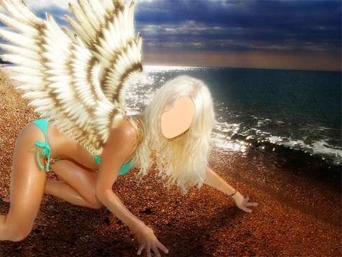 Женский шаблон для фотошопа - Девушка с крыльями
