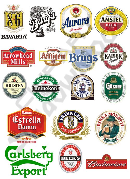 Векторные логотипы, эмблемы и этикетки зарубежного пива (часть первая)