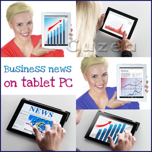 Бизнес новости на мониторе/ Business news on tablet PC - Stock photo