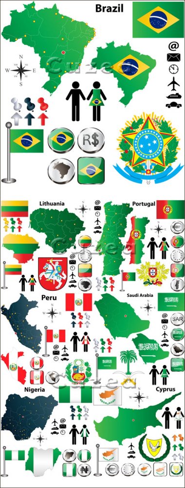 Флаги и символики стран, часть 6/ Flags and symbols of the different countries, part 6 - vector stock