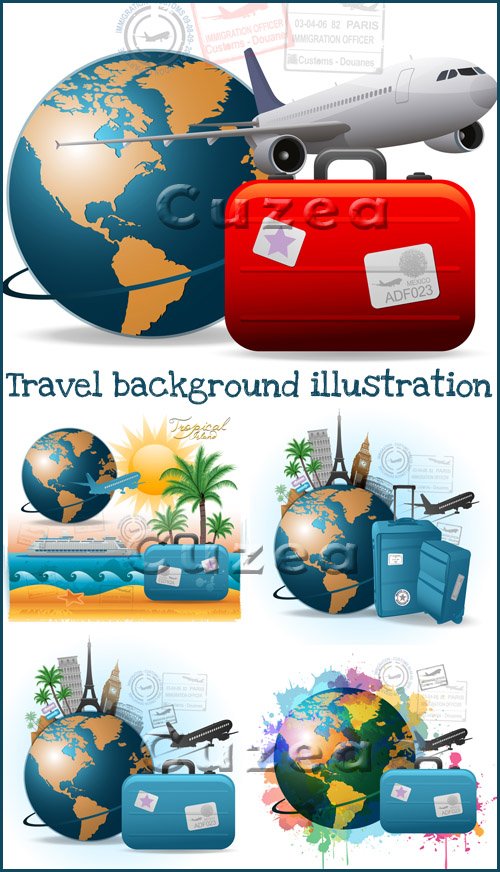 Векторный клипарт на тему путешествий / Travel background  in vector