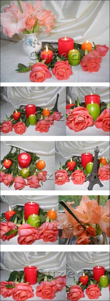 Розы и свечи, часть 2 / Roses and candles, part 2 - Stock photo